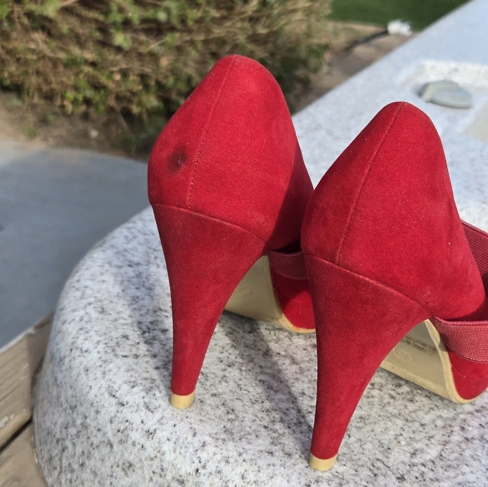 PazzCe Sz 9 Mary Jane Red Bow Heels Platform Pumps Ladies High Heeled